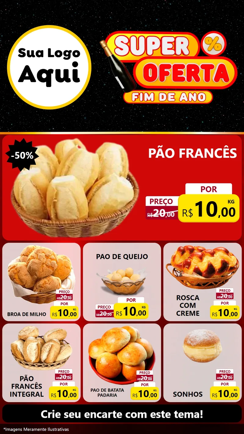 Modelo de Rede Social para Stories com o tema Super Oferta Fim de Ano para Padaria