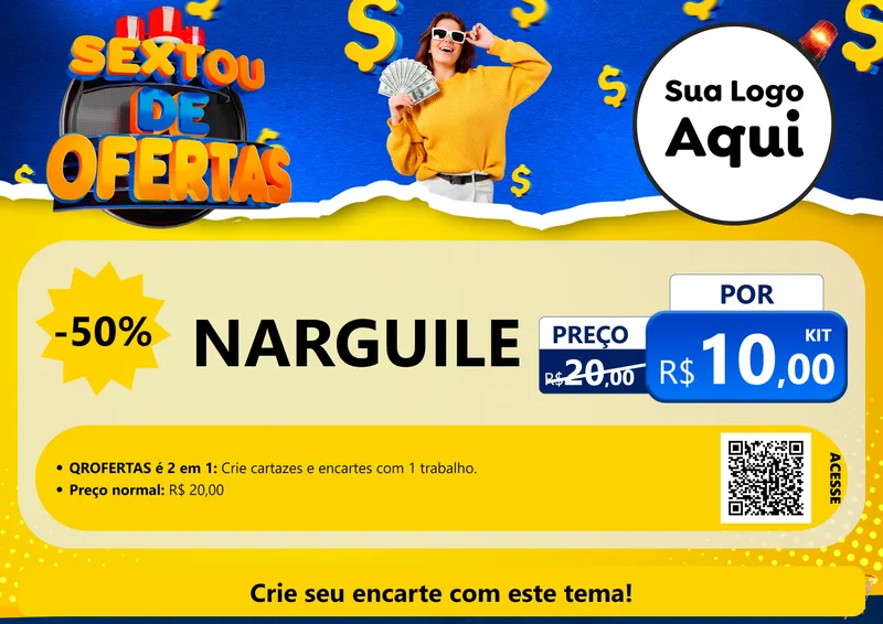 Modelo de Cartaz para Cartaz A4 Horizontal com o tema Sextou de Ofertas para Tabacaria