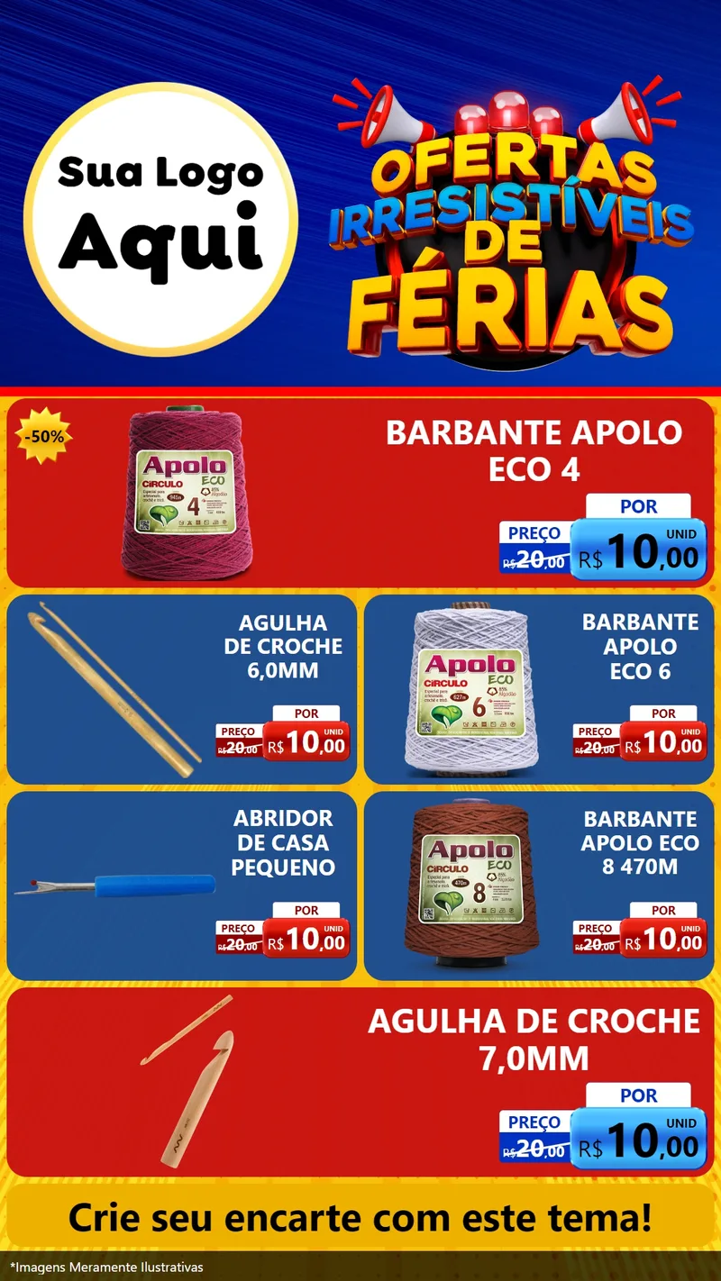 Modelo de TV para TV Vertical com o tema Ofertas Irresistíveis de Férias para Armarinho e Aviamentos