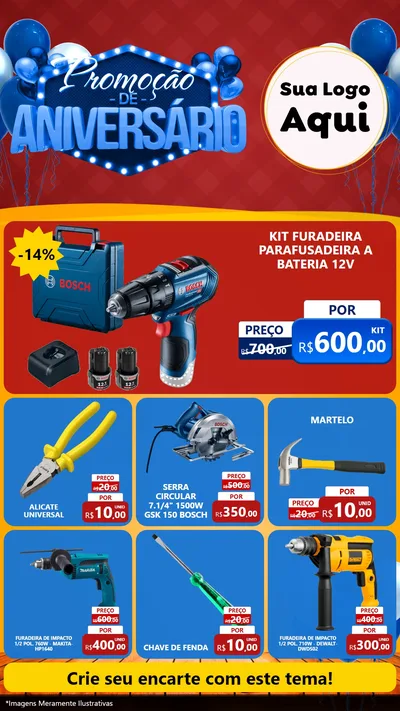 Modelo de Rede Social para Stories com o tema Promoção de Aniversário para Maquinas e Ferramentas