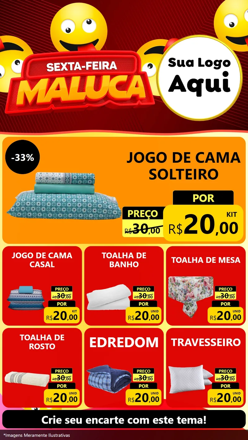 Modelo de Rede Social para Stories com o tema Sexta-feira Maluca para Cama, Mesa e Banho