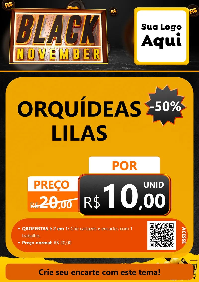 Modelo de Cartaz para Cartaz A4 Vertical com o tema Black November para Floricultura e jardim