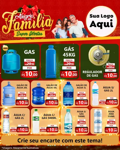 Modelo de Rede Social para Feed Instagram com o tema Alegria em Família Super Ofertas - Natal para Água e gás