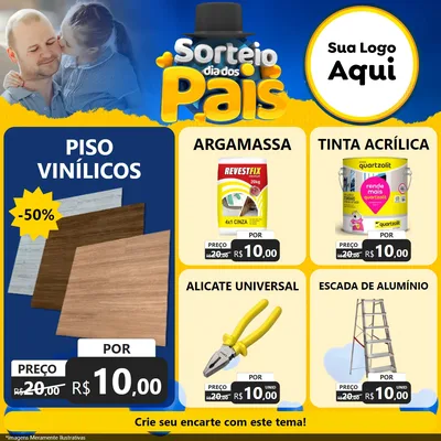 Modelo de Rede Social para Feed Facebook com o tema Sorteio Dia Dos Pais para Material para Construção