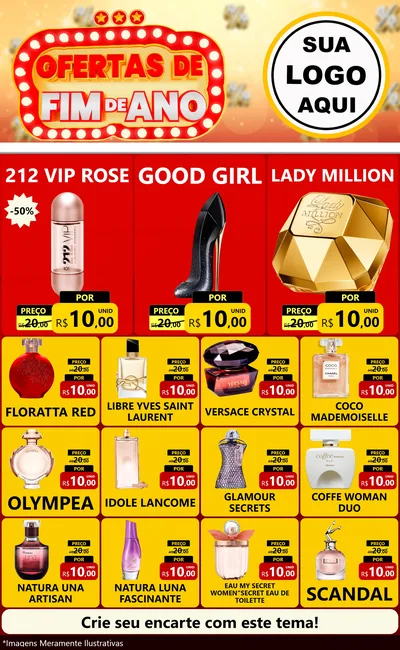 Modelo de Encarte para Encarte Grande com o tema Ofertas de Fim de Ano para Perfumes
