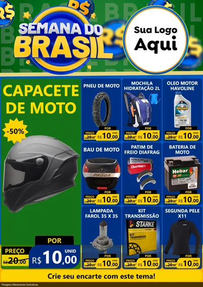 Modelo de Encarte para Encarte A4 Vertical com o tema Semana Do Brasil para Moto peças