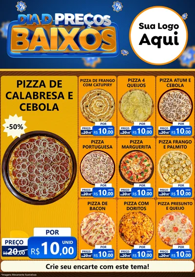 Modelo de Encarte para Encarte A4 Vertical com o tema Dia D Preço Baixo para Pizzaria
