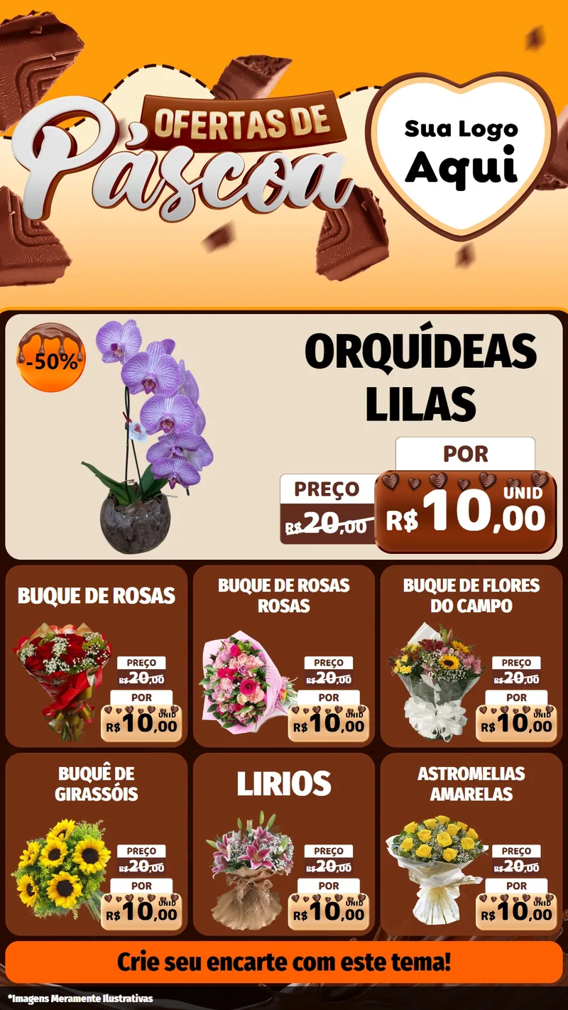 Modelo de Rede Social para Stories com o tema Ofertas de Páscoa para Floricultura e jardim