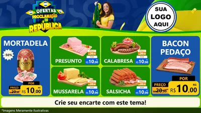Modelo de TV para TV Horizontal com o tema Ofertas Proclamação da República para Frios e Laticínios