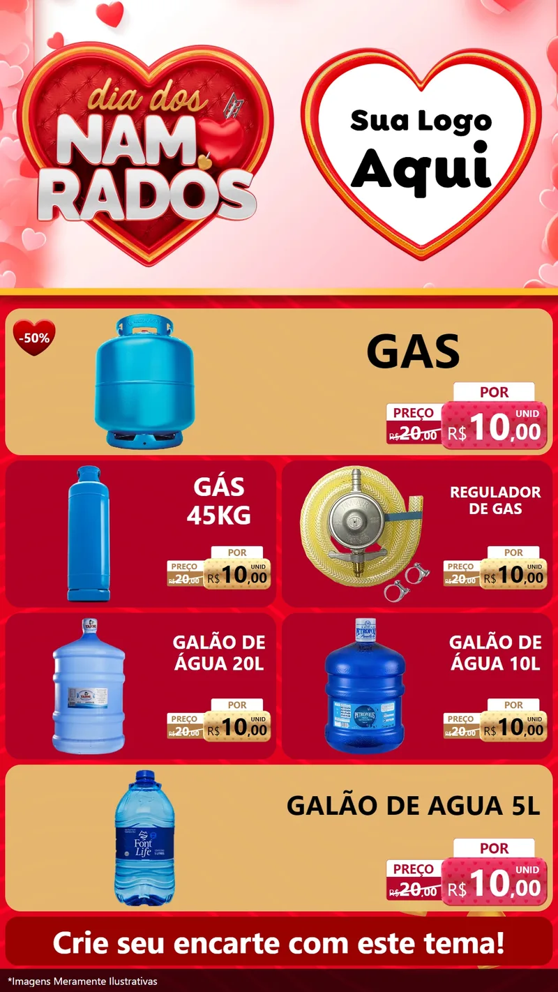 Modelo de TV para TV Vertical com o tema Dia dos Namorados para Água e gás