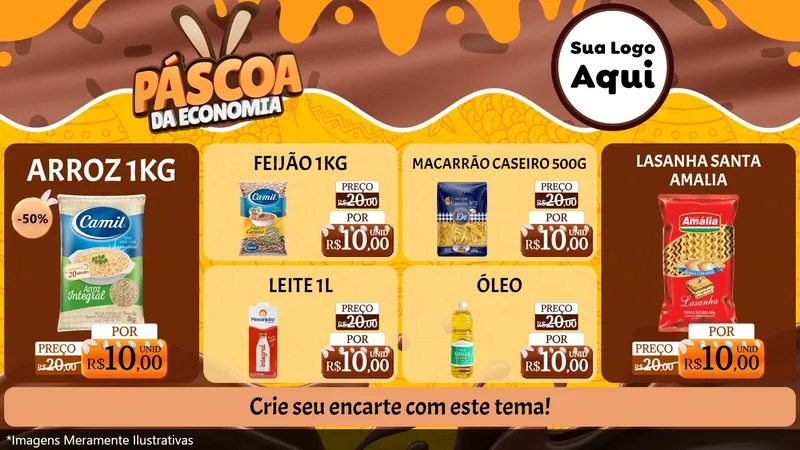 Modelo de TV para TV Horizontal com o tema Páscoa da Economia para Supermercado