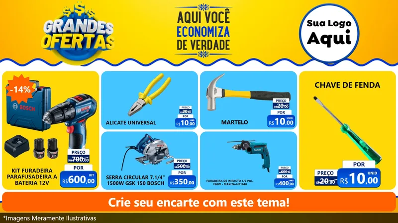 Modelo de TV para TV Horizontal com o tema Grandes Ofertas para Maquinas e Ferramentas
