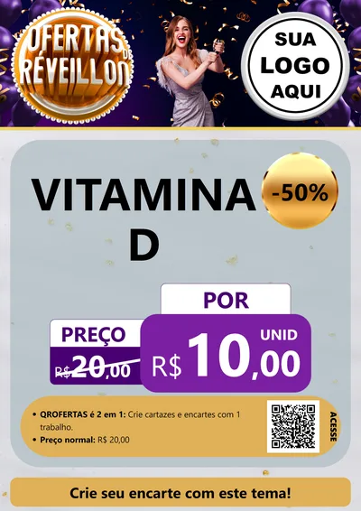 Modelo de Cartaz para Cartaz A4 Vertical com o tema Ofertas de Réveillon para Farmácia