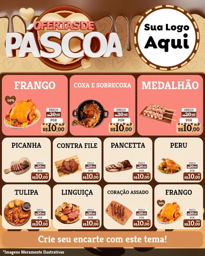 Modelo de Rede Social para Feed Instagram com o tema Ofertas de Páscoa para Assados