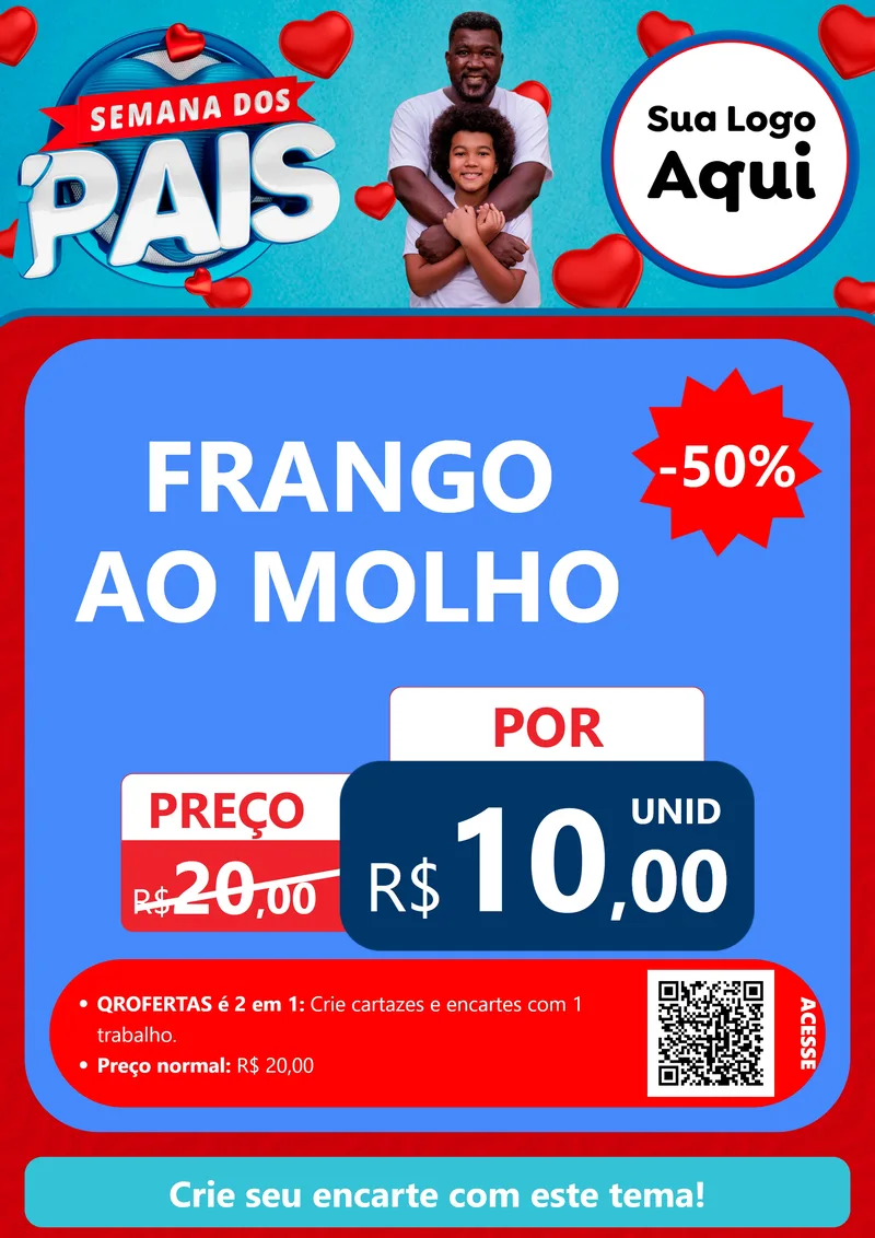 Modelo de Cartaz para Cartaz A4 Vertical com o tema Semana Dos Pais para Restaurante
