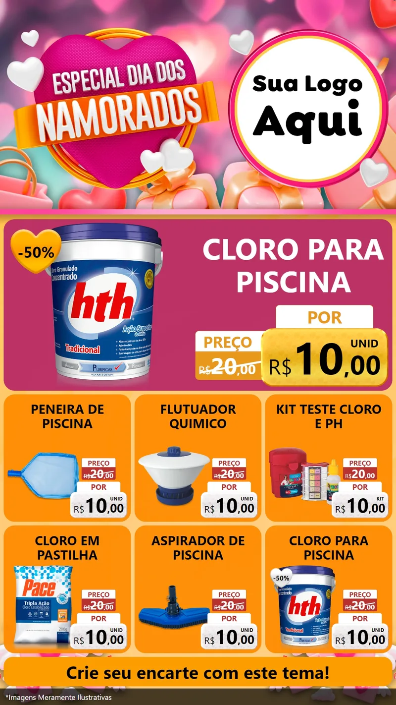 Modelo de Rede Social para Stories com o tema Especial Dia dos Namorados para Produtos para Piscina