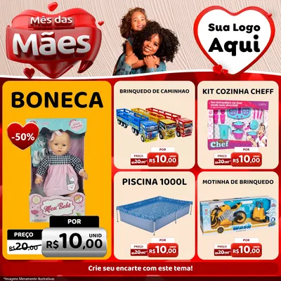 Modelo de Rede Social para Feed Facebook com o tema Mês das Mães para Brinquedos