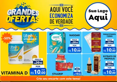 Modelo de Encarte para Encarte A4 Horizontal com o tema Grandes Ofertas para Farmácia