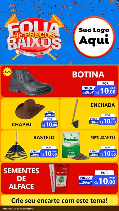 Modelo de TV para TV Vertical com o tema Folia de Preços Baixos para Agropecuária