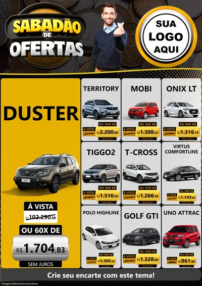 Modelo de Encarte para Encarte A4 Vertical com o tema Sabadão de Ofertas para Concessionaria de Carros