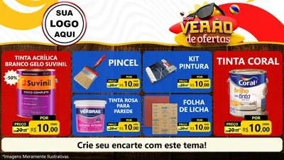 Modelo de TV para TV Horizontal com o tema Super Verão de Ofertas para Tintas e Ferramentas