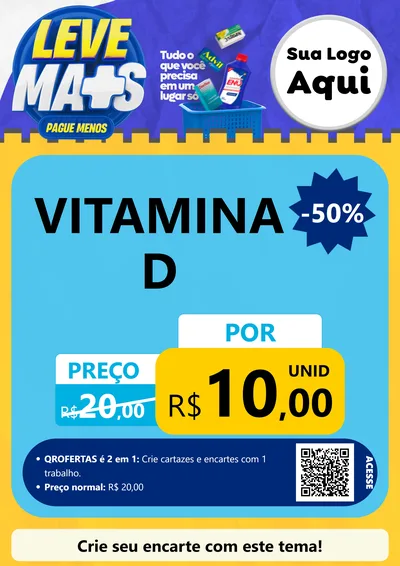 Modelo de Cartaz para Cartaz A4 Vertical com o tema Leve Mais Pague Menos - Farmácia para Farmácia