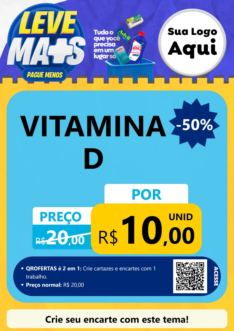 Modelo de Cartaz para Cartaz A4 Vertical com o tema Leve Mais Pague Menos - Farmácia para Farmácia