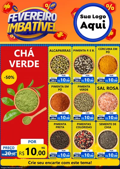 Modelo de Encarte para Encarte A4 Vertical com o tema Fevereiro Imbatível para Produtos Naturais
