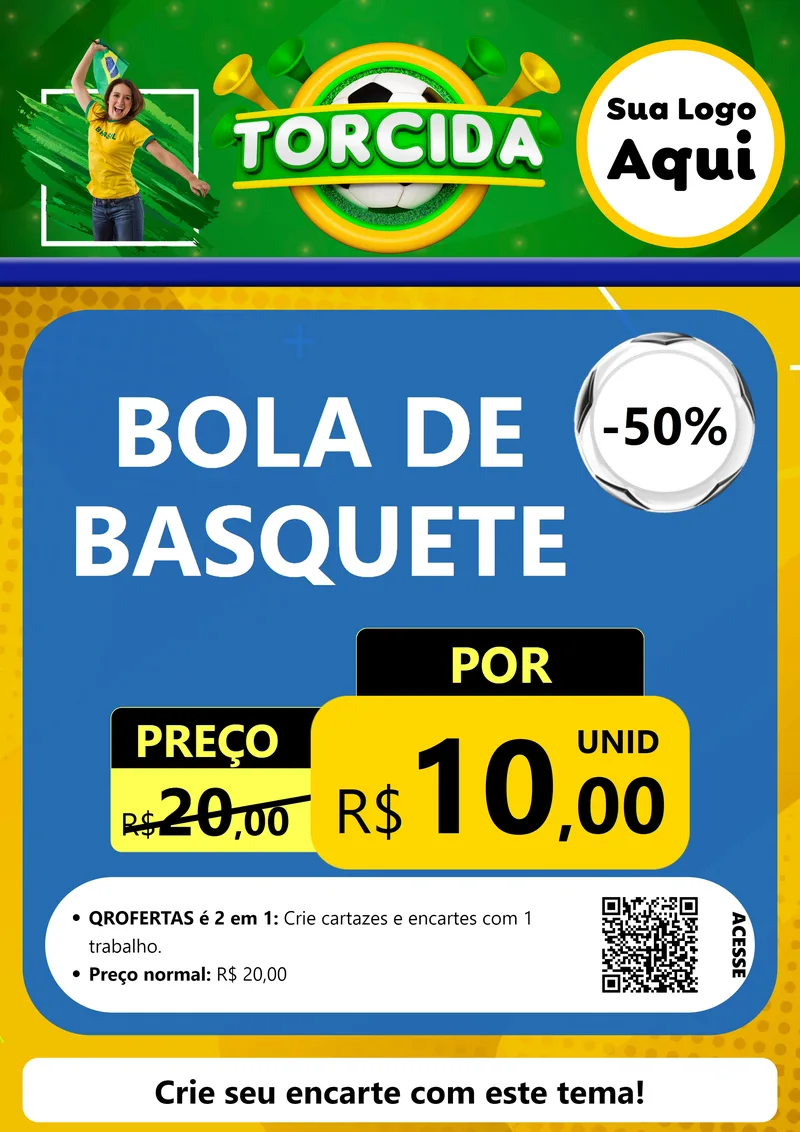 Modelo de Cartaz para Cartaz A4 Vertical com o tema Torcida para Artigos Esportivos