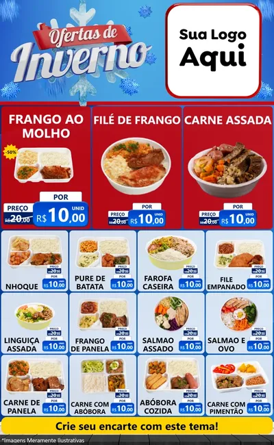 Modelo de Encarte para Encarte Grande com o tema Ofertas de Inverno para Restaurante