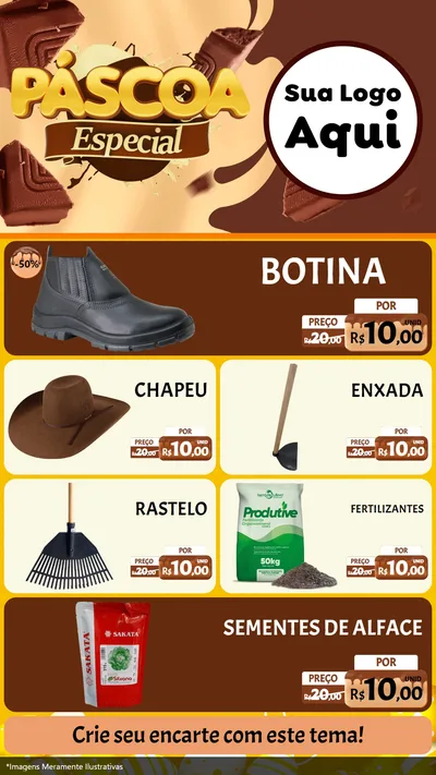 Modelo de TV para TV Vertical com o tema Páscoa Especial para Agropecuária