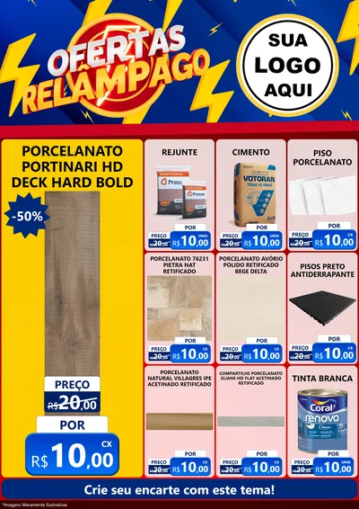 Modelo de Encarte para Encarte A4 Vertical com o tema Ofertas Relâmpago para Pisos e revestimentos