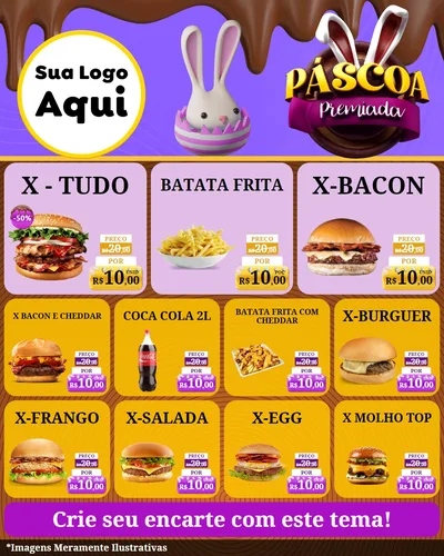 Modelo de Rede Social para Feed Instagram com o tema Páscoa Premiada para Hamburgueria