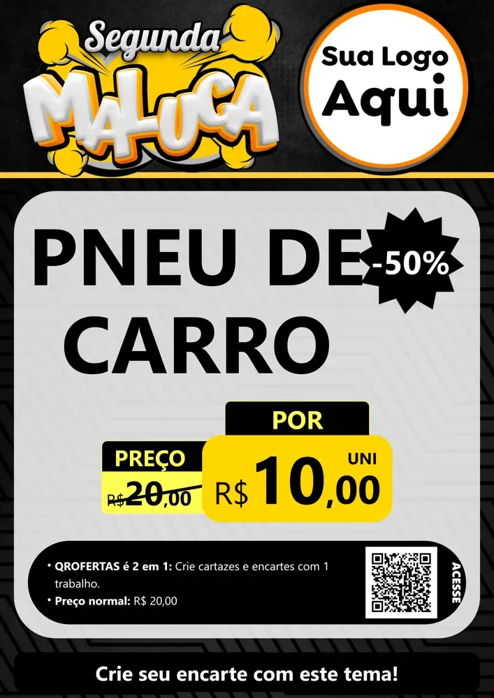 Modelo de Cartaz para Cartaz A4 Vertical com o tema Segunda Maluca para Auto peças