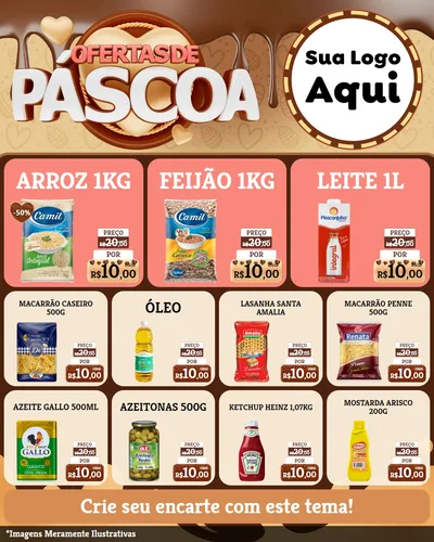 Modelo de Rede Social para Feed Instagram com o tema Ofertas de Páscoa para Supermercado