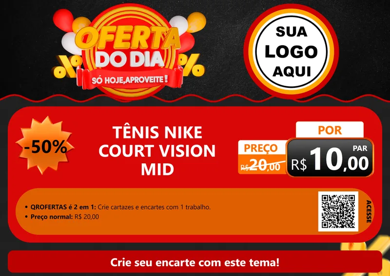 Modelo de Cartaz para Cartaz A4 Horizontal com o tema Oferta do Dia - Só hoje, Aproveite! para Calçados