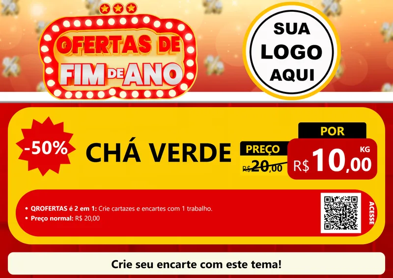 Modelo de Cartaz para Cartaz A4 Horizontal com o tema Ofertas de Fim de Ano para Produtos Naturais