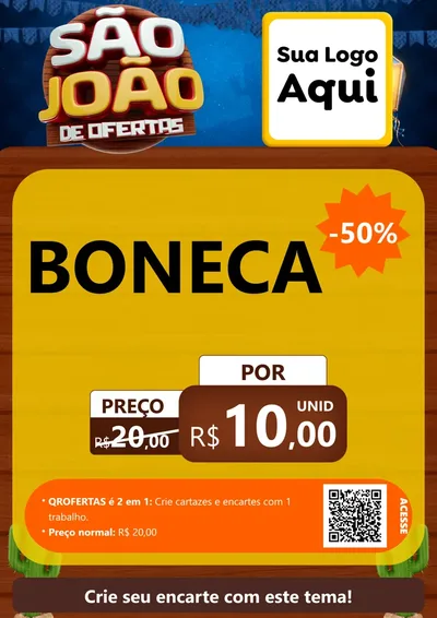 Modelo de Cartaz para Cartaz A4 Vertical com o tema São João Ofertas Imbatíveis! - Junina para Brinquedos