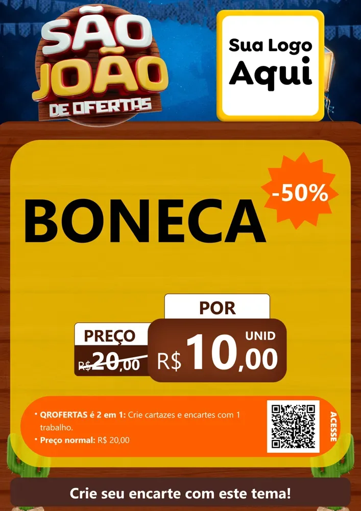 Modelo de Cartaz para Cartaz A4 Vertical com o tema São João Ofertas Imbatíveis! - Junina para Brinquedos