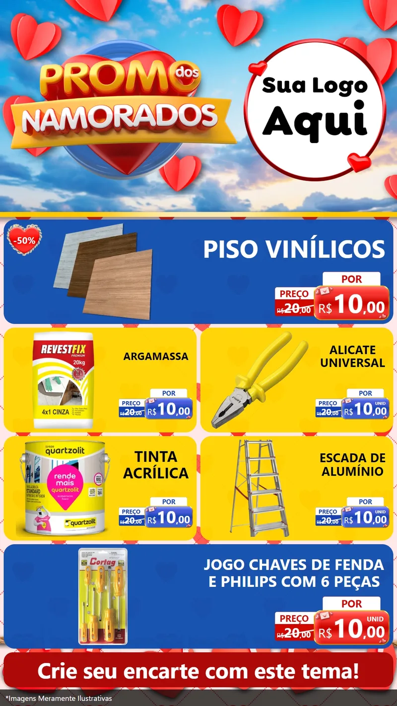 Modelo de TV para TV Vertical com o tema Promo dos Namorados para Material para Construção