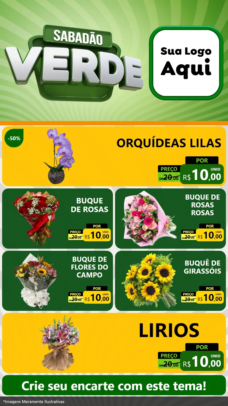 Modelo de TV para TV Vertical com o tema Sabadão Verde para Floricultura e jardim