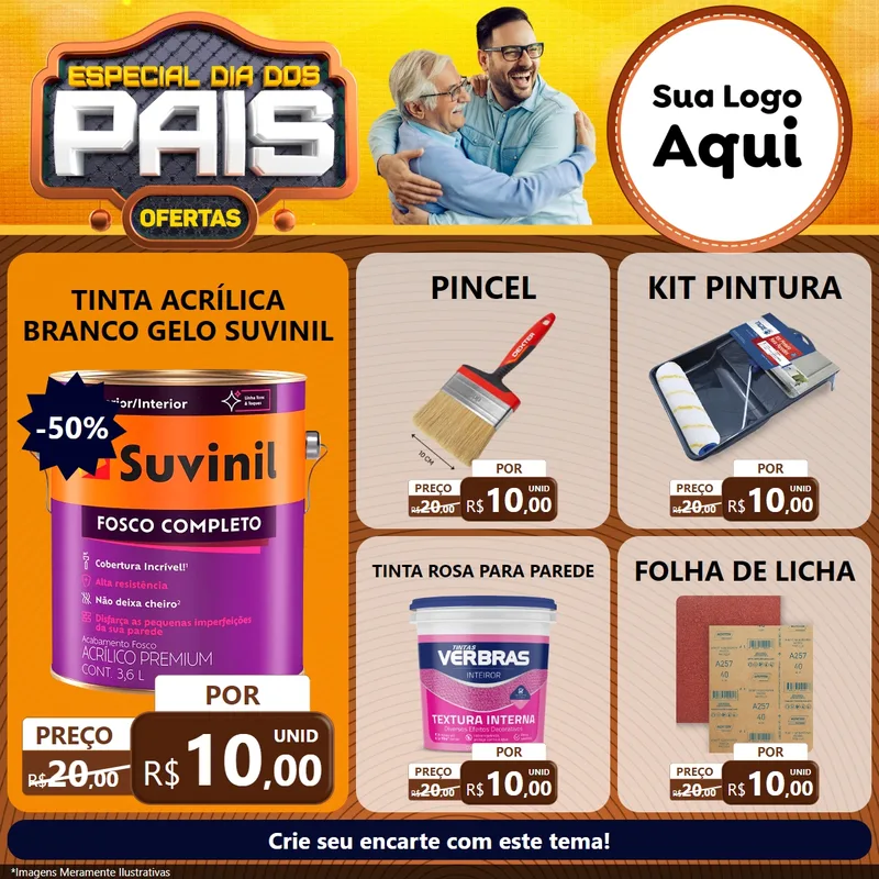 Modelo de Rede Social para Feed Facebook com o tema Especial Dia dos Pais para Tintas e Ferramentas