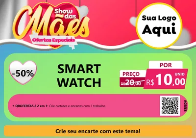 Modelo de Cartaz para Cartaz A4 Horizontal com o tema Show das Mães - Ofertas Especiais para Informática