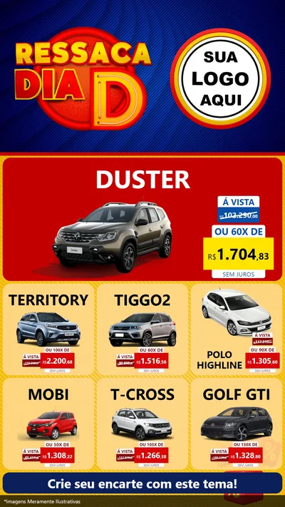 Modelo de Rede Social para Stories com o tema Ressaca Dia D para Concessionaria de Carros