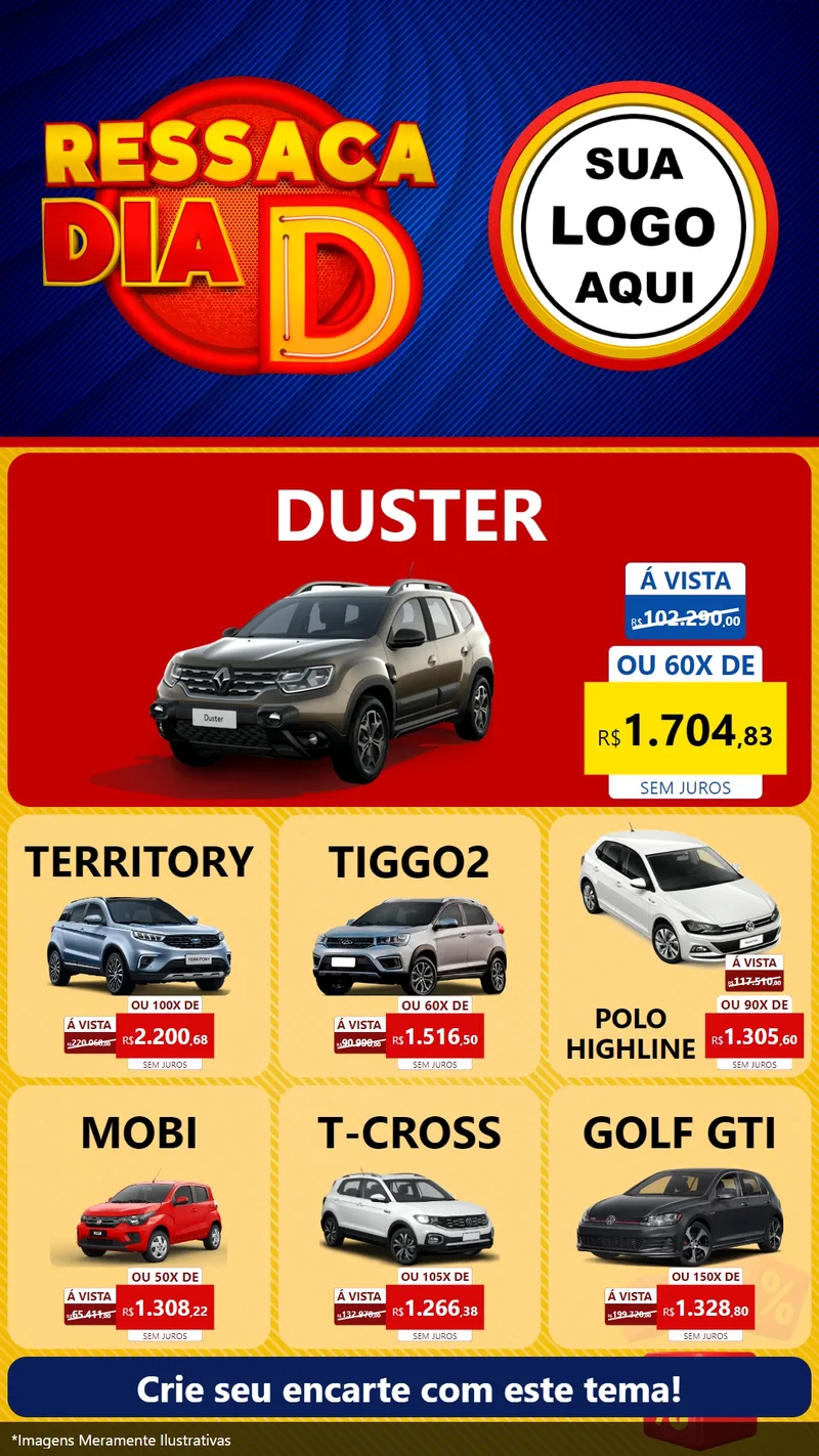 Modelo de Rede Social para Stories com o tema Ressaca Dia D para Concessionaria de Carros
