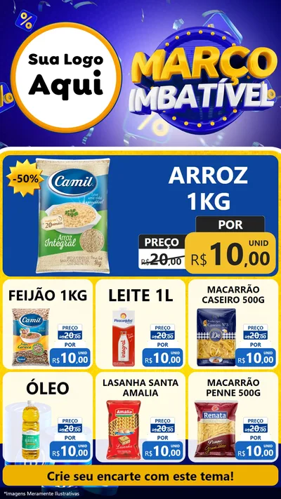 Modelo de Rede Social para Stories com o tema Março Imbatível para Supermercado