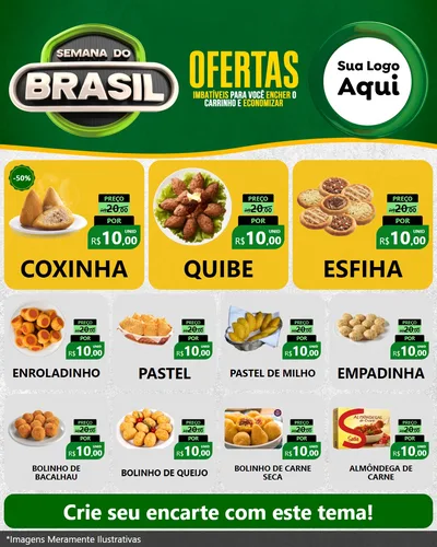 Modelo de Rede Social para Feed Instagram com o tema Semana do Brasil para Salgadaria