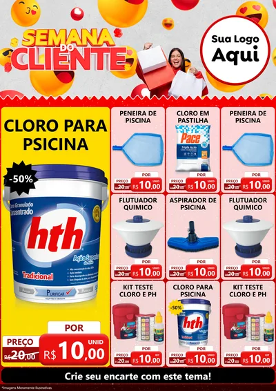 Modelo de Encarte para Encarte A4 Vertical com o tema Semana do Cliente para Produtos para Piscina