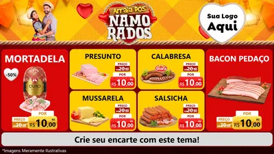 Modelo de TV para TV Horizontal com o tema Arraiá dos Namorados para Frios e Laticínios