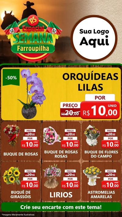 Modelo de Rede Social para Stories com o tema Especial Semana Farroupilha para Floricultura e jardim